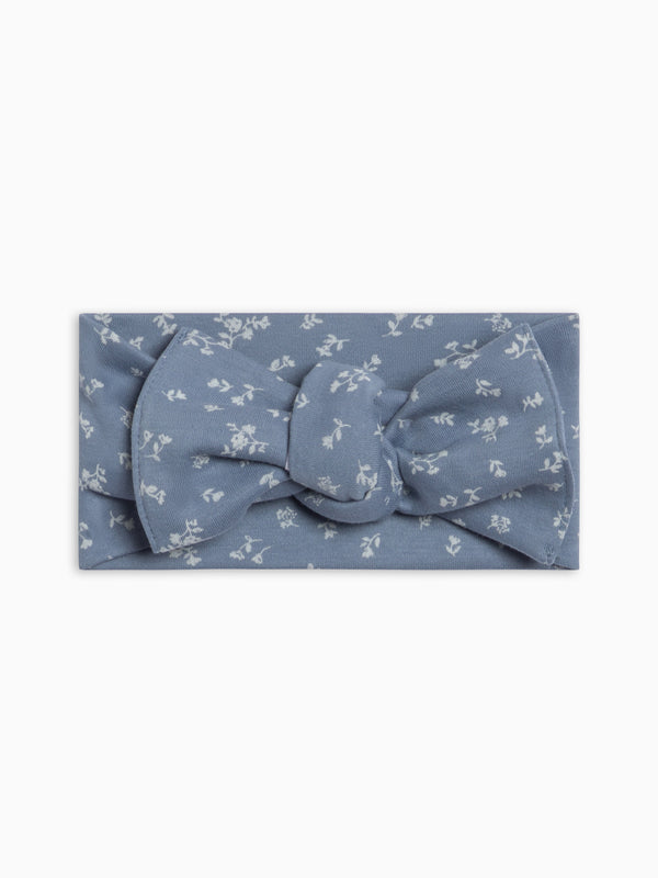 Hattie Bow Wrap - Isla Floral / Sea + Ivory Baby : Accessories : Bows : Headbands KENDI by Colored Organics Hattie Bow Wrap - Isla Floral / Sea + | Colored Organics®