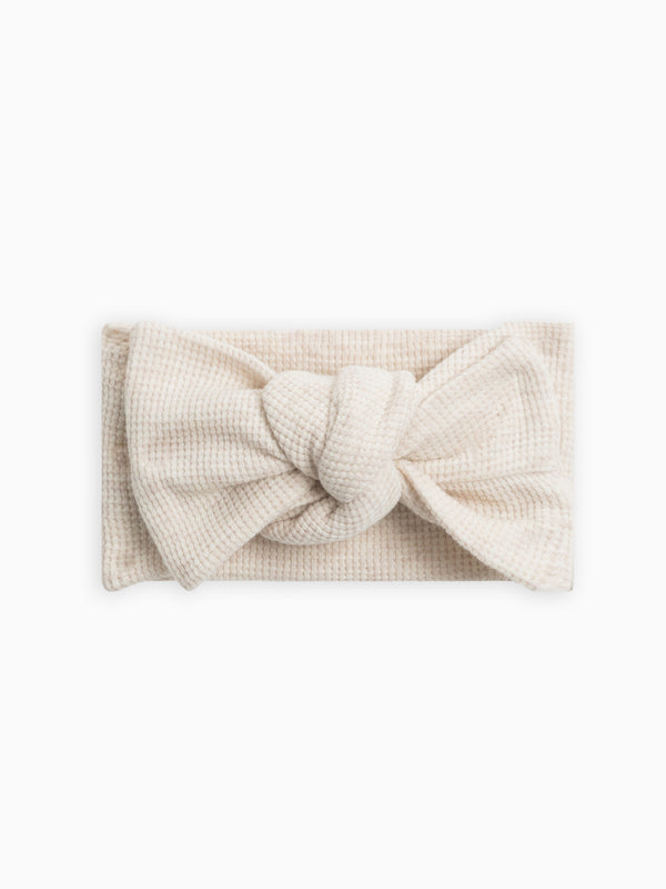 Waffle Bow Wrap - Heather Oat Baby : Accessories : Bows : Headbands Kendi Waffle Bow Wrap - Heather Oat for Baby | Colored Organics®