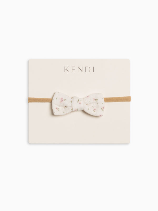 Muslin Dainty Bow - Camellia Floral / Shell + Fern Baby : Accessories : Bows : Headbands Kendi Muslin Dainty Bow - Camellia Floral / | Colored Organics®