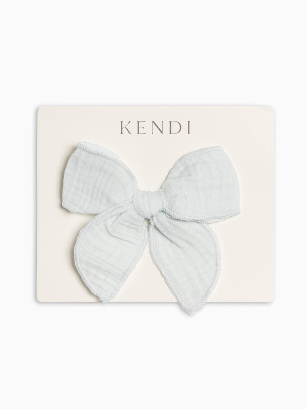 Muslin Bow Clip - Powder Baby-Kids : Accessories : Bows : Clips KENDI by Colored Organics Muslin Bow Clip - Powder for Baby | Colored Organics®