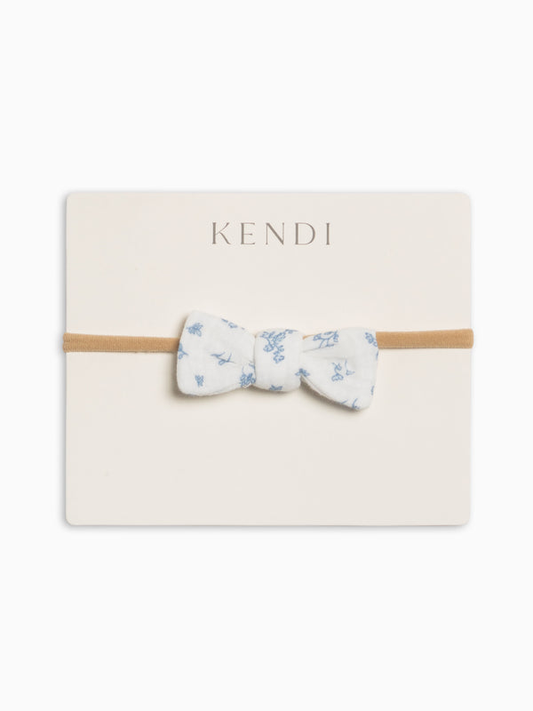 Muslin Dainty Bow - Rosebay Floral / Coconut + Sea Baby : Accessories : Bows : Headbands KENDI by Colored Organics Muslin Dainty Bow - Rosebay Floral / | Colored Organics®