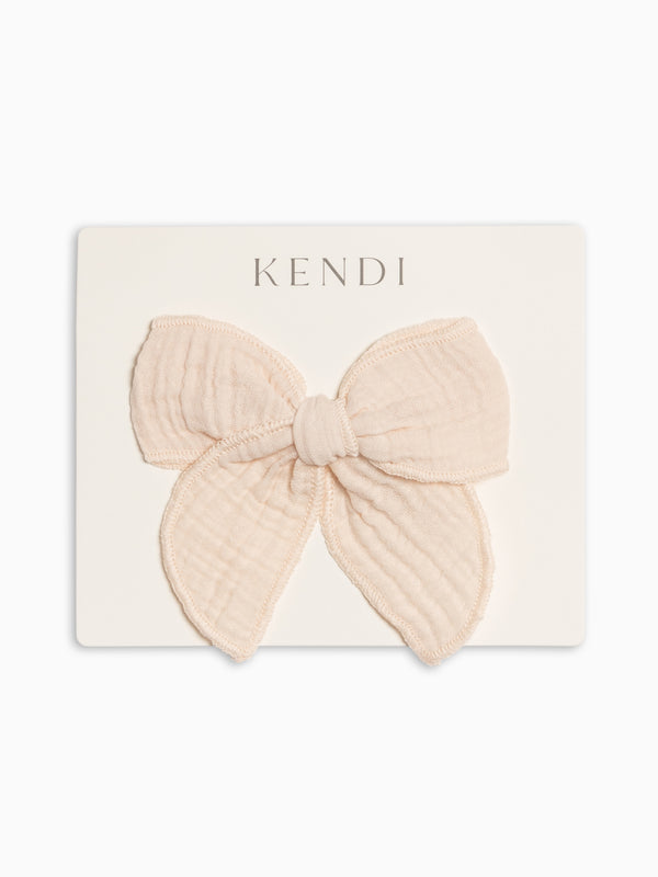 Muslin Bow Clip - Shell Baby-Kids : Accessories : Bows : Clips KENDI by Colored Organics Muslin Bow Clip - Shell for Baby | Colored Organics®