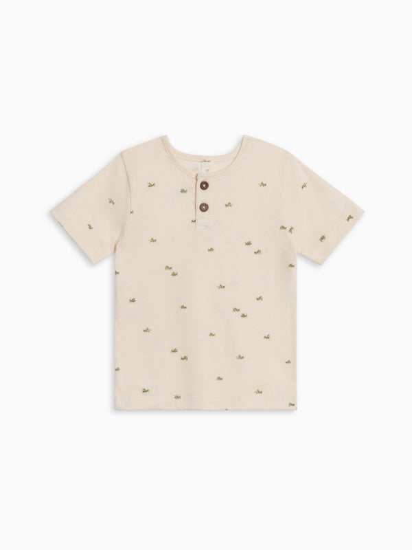 Reef Short Sleeve Henley - Grasshopper / Fern + Mint Baby-Kids : Tops : Tees : Short Sleeves Kendi Reef Short Sleeve Henley - Grasshopper | Colored Organics®