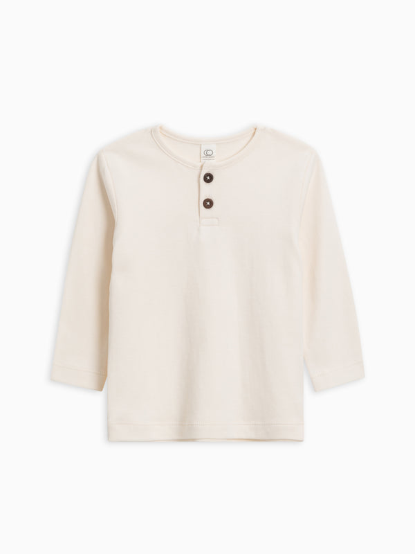 Reef Long Sleeve Henley - Ivory Baby-Kids : Tops : Tees : Long Sleeves KENDI by Colored Organics Reef Long Sleeve Henley for Baby + Kids | Colored Organics®