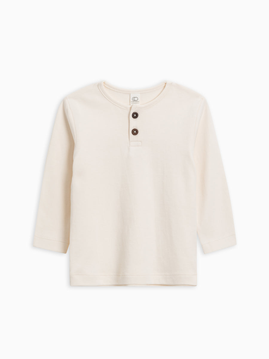 Reef Long Sleeve Henley - Ivory Baby-Kids : Tops : Tees : Long Sleeves KENDI by Colored Organics Reef Long Sleeve Henley for Baby + Kids | Colored Organics®