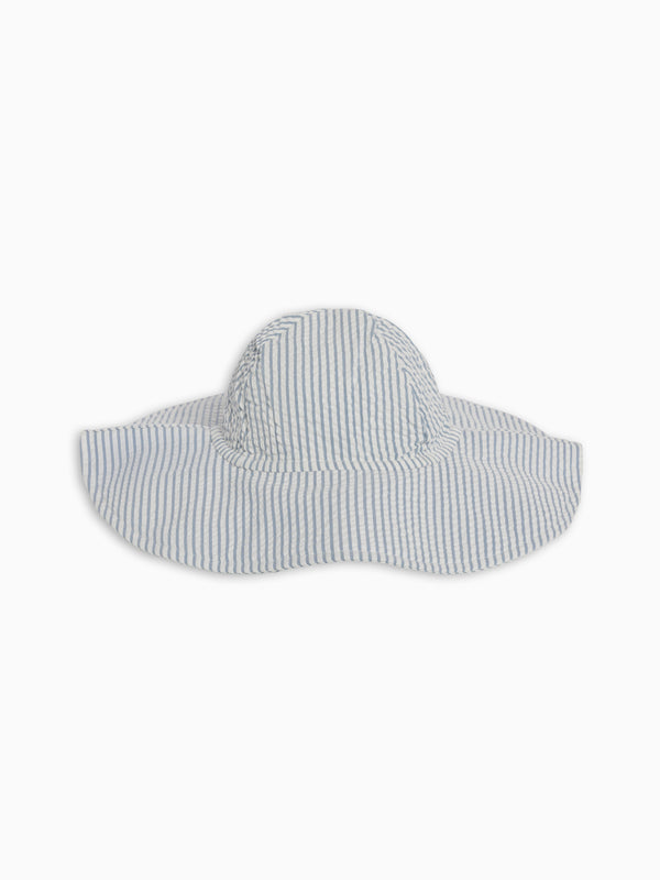 Seersucker Sun Hat - Shore Stripe / Sea Baby-Kids : Accessories : Hats KENDI by Colored Organics Seersucker Sun Hat - Shore Stripe / Sea | Colored Organics®
