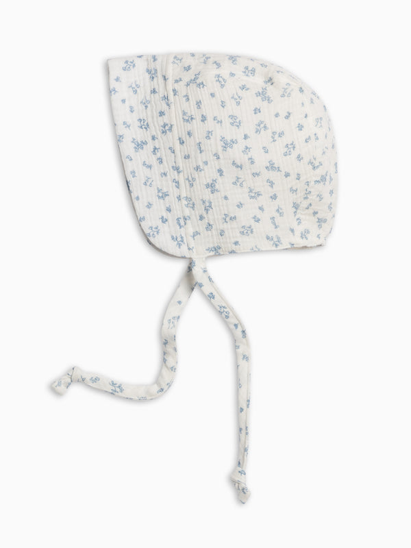 Muslin Bonnet - Rosebay Floral / Coconut + Sea Baby : Accessories : Hats KENDI by Colored Organics Muslin Bonnet - Rosebay Floral / | Colored Organics®