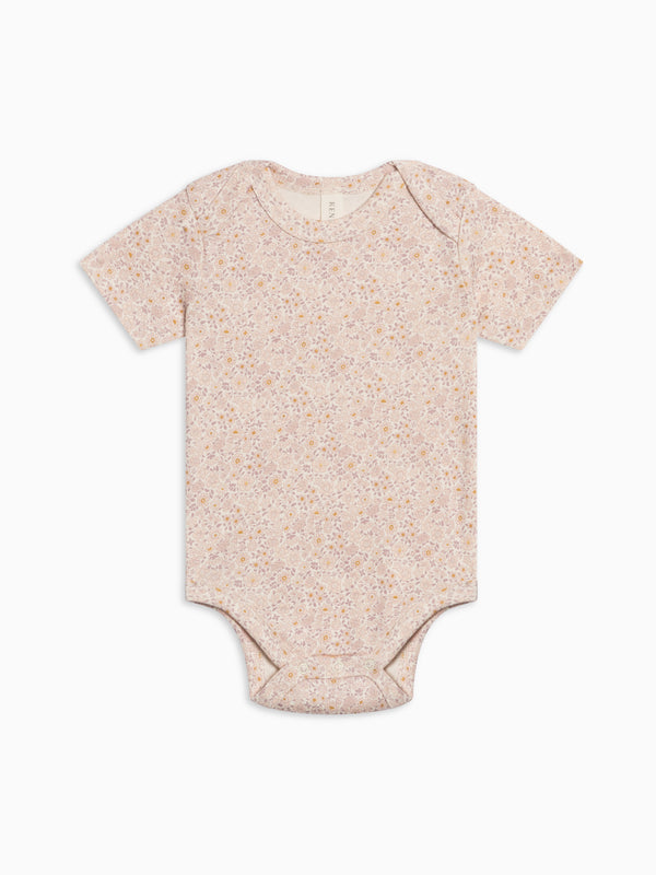 Afton Bodysuit - Primrose / Fog + Shell Baby : One Pieces : Bodysuits : Short Sleeves Kendi Afton Bodysuit - Primrose / Fog + Shell | Colored Organics®