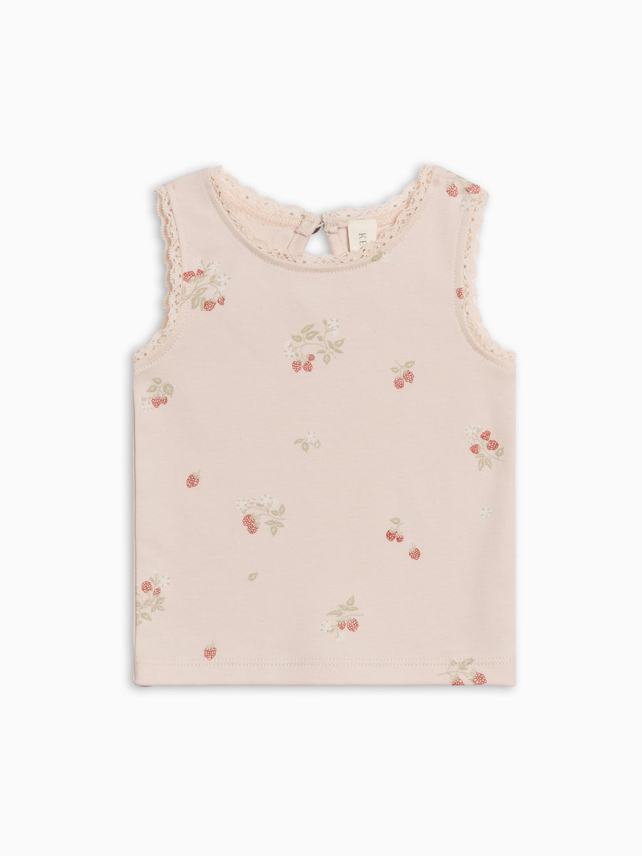 Selene Lace Tank - Raspberries / Shell + Mint Baby-Kids : Tops : Tees : Short Sleeves Kendi PRE ORDER Selene Lace Tank Organic | Colored Organics®