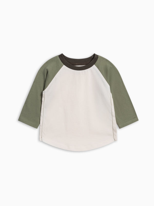 Louie Baseball Tee - Ivory/Fern Baby-Kids : Tops : Tees : Long Sleeves KENDI by Colored Organics Louie Baseball Tee for Babies and Kids | Colored Organics®