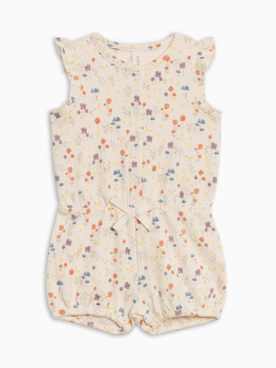 Amelia Romper - Margot Floral / Barn + Sea Baby : One Pieces : Rompers : Short Sleeves Kendi PRE ORDER Amelia Romper - Margot Floral | Colored Organics®