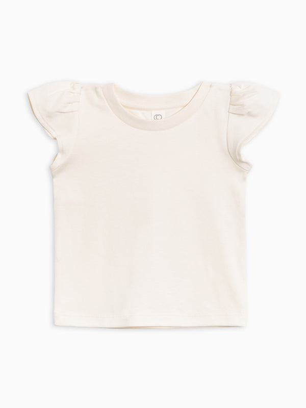 Pearl Petal Sleeve Tee - Ivory Baby-Kids : Tops : Tees : Short Sleeves Kendi Pearl Petal Sleeve Tee - Ivory for Baby | Colored Organics®