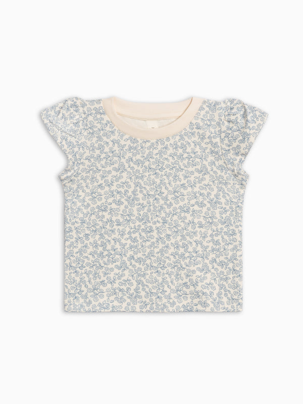 Pearl Petal Sleeve Tee - Narelle Floral / Ivory + Sea Baby-Kids : Tops : Shirts : Short Sleeves KENDI by Colored Organics Pearl Petal Sleeve Tee - Narelle Floral | Colored Organics®