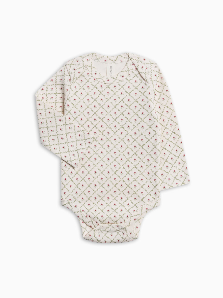 River Bodysuit - Hedge Floral Baby : One Pieces : Bodysuits : Long Sleeves KENDI by Colored Organics River Bodysuit for Babies | Colored Organics®
