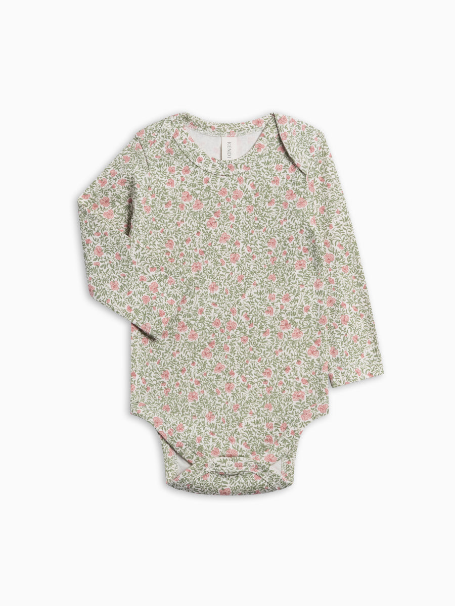 River Bodysuit - Janice Floral Baby : One Pieces : Bodysuits : Long Sleeves KENDI by Colored Organics River Bodysuit for Babies | Colored Organics®