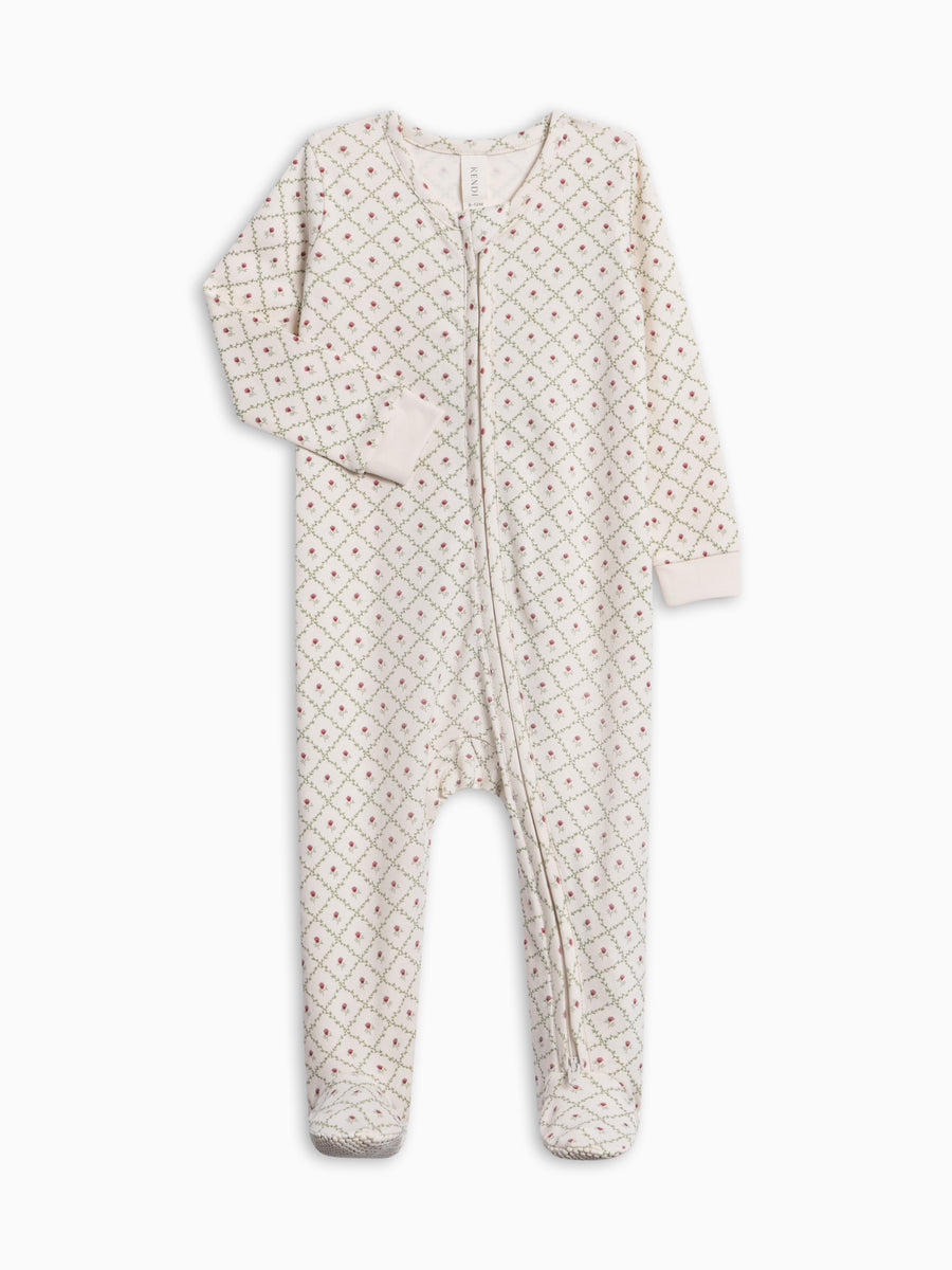 Peyton Zipper Sleeper - Hedge Floral Baby : One Pieces : Sleepers : Long Sleeves KENDI by Colored Organics Peyton Zipper Sleeper for Baby | Colored Organics®