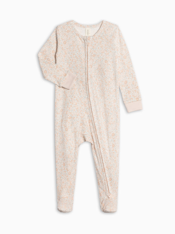 Peyton Zipper Sleeper - Belmont Floral / Shell + Powder Baby : One Pieces : Sleepers : Long Sleeves KENDI by Colored Organics Peyton Zipper Sleeper - Belmont Floral | Colored Organics®