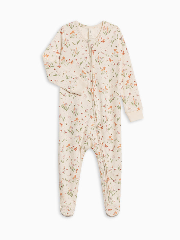Peyton Zipper Sleeper - Butterfly / Fog + Mint Baby : One Pieces : Sleepers : Long Sleeves Kendi Peyton Zipper Sleeper - Butterfly / Fog | Colored Organics®