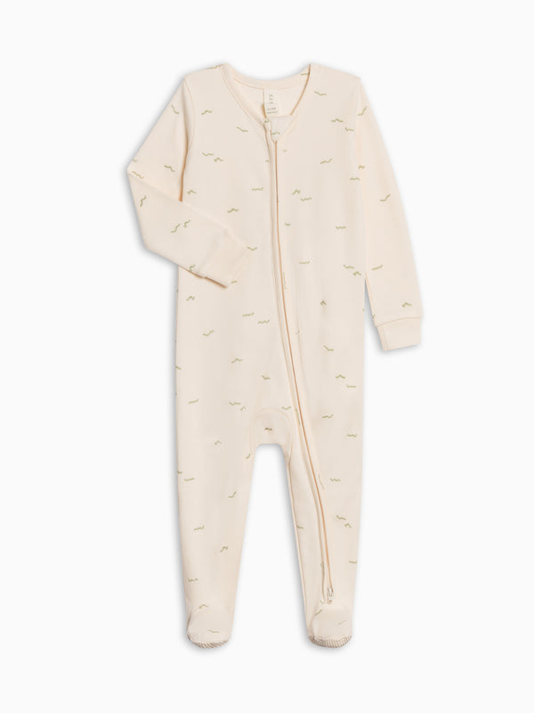 Peyton Zipper Sleeper - Caterpillar / Mint Baby : One Pieces : Sleepers : Long Sleeves Kendi Peyton Zipper Sleeper - Caterpillar / | Colored Organics®