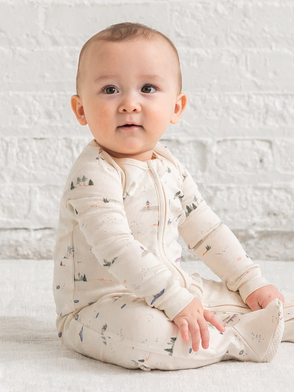 Peyton Zipper Sleeper - Lake / Barn + Mint Baby : One Pieces : Sleepers : Long Sleeves Kendi PRE ORDER Peyton Zipper Sleeper - Lake | Colored Organics®