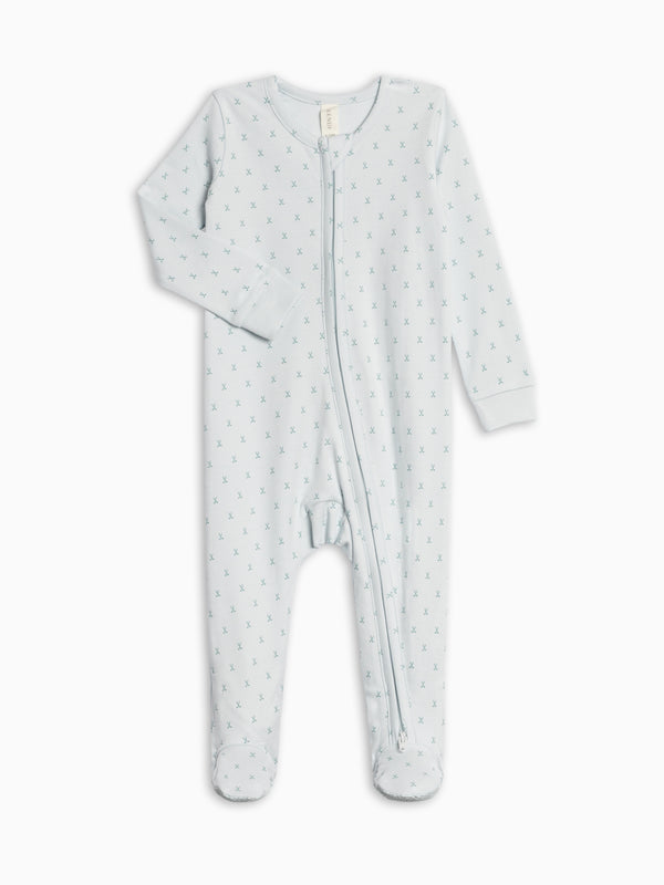 Peyton Zipper Sleeper - Tee Time / Powder + Laguna Baby : One Pieces : Sleepers : Long Sleeves KENDI by Colored Organics Peyton Zipper Sleeper - Tee Time / | Colored Organics®