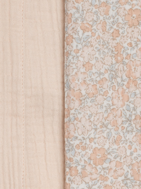 2-Pack Muslin Burp Cloths - Belmont Floral + Shell Baby : Gear : Burp Cloths : Feeding KENDI by Colored Organics Organic Cotton Baby 2-Pack Muslin Burp Cloths