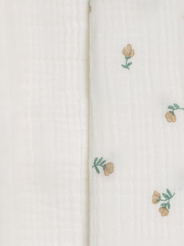 2-Pack Muslin Burp Cloths - Palmer Floral + Coconut Baby : Gear : Burp Cloths : Feeding KENDI by Colored Organics 2-Pack Muslin Burp Cloths - Palmer | Colored Organics®