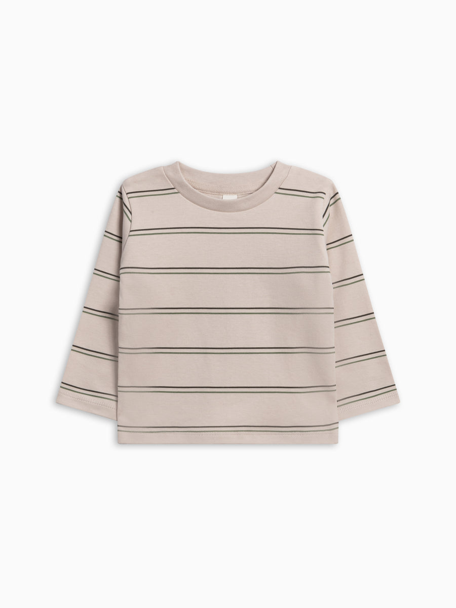 Turk Long Sleeve Crew - Oak Stripe Baby-Kids : Tops : Tees : Long Sleeves KENDI by Colored Organics Turk Long Sleeve Crew for Baby + Kids | Colored Organics®