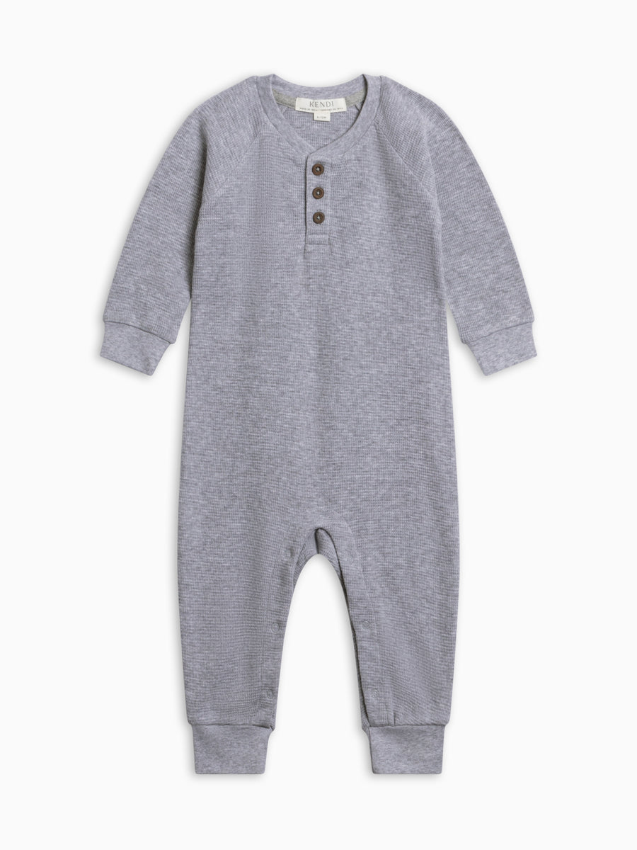 Crosby Waffle Knit Henley Romper - Woodford