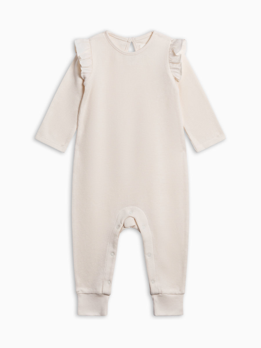 Mila Waffle Knit Flutter Sleeve Romper - Woodford