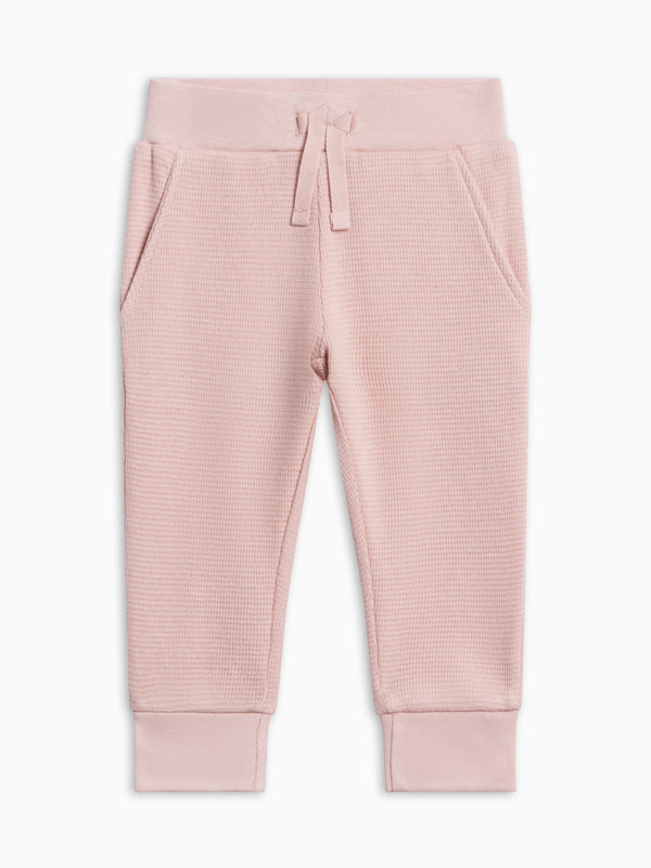 Nelson Waffle Knit Jogger - Petal Pink Baby-Kids : Bottoms : Joggers KENDI by Colored Organics Nelson Waffle Knit Jogger for Baby + | Colored Organics®