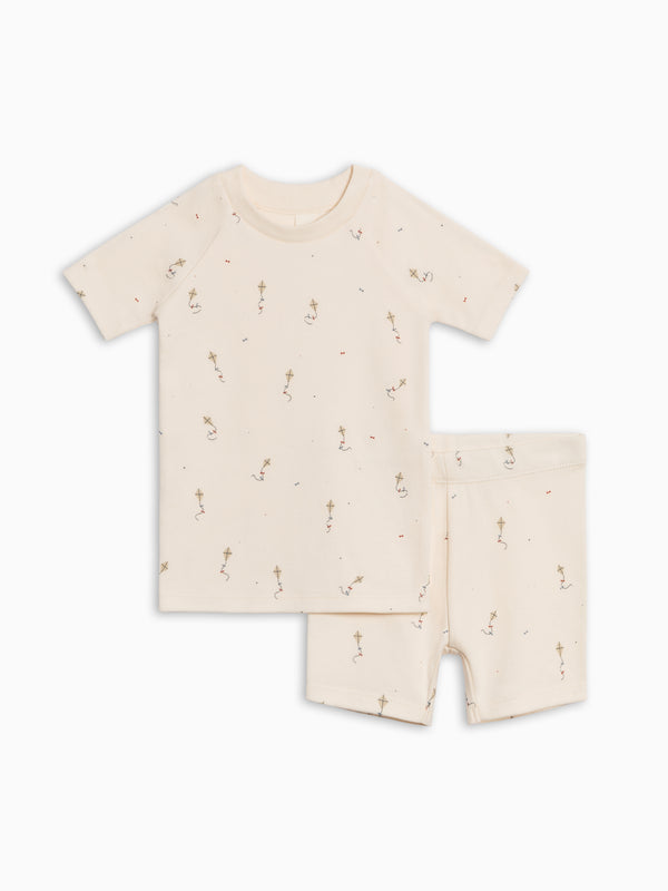 2-Piece Short Sleeve Jammie Set - Kite / Dune + Barn Baby-Kids : Jammie : Short Sleeves Kendi PRE ORDER 2-Piece Short Sleeve Jammie | Colored Organics®