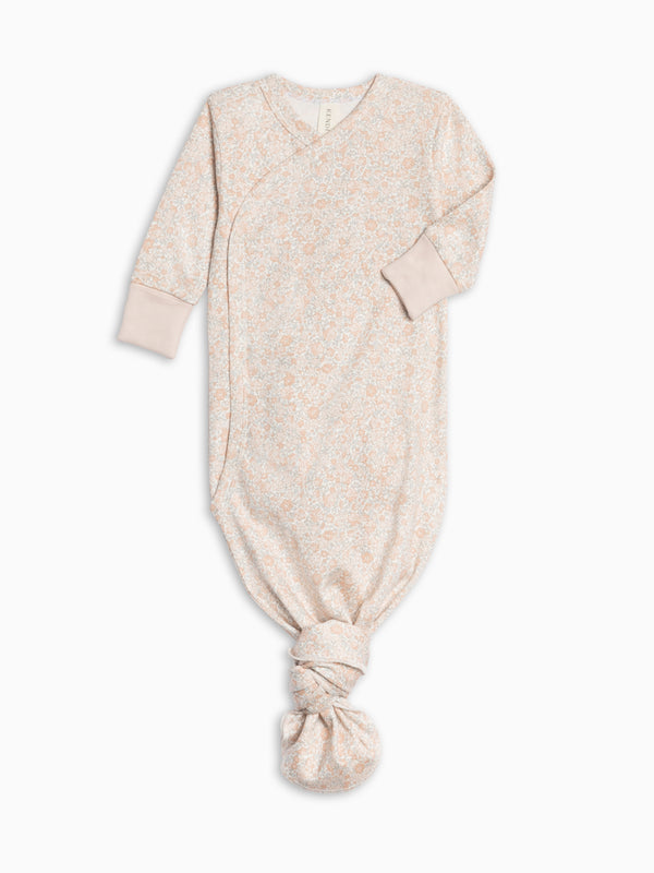 Indy Kimono Gown - Belmont Floral / Powder + Shell Baby : One Pieces : Gowns : Long Sleeves KENDI by Colored Organics Indy Kimono Gown - Belmont Floral / | Colored Organics®