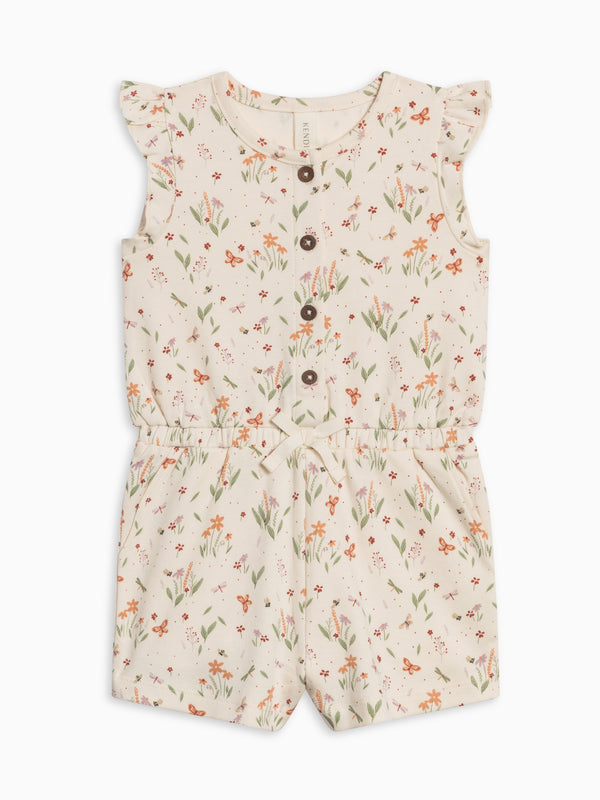 Shaye Romper - Butterfly / Fog + Mint Kids : One Pieces : Rompers : Short Sleeves Kendi Shaye Romper - Butterfly / Fog + Mint | Colored Organics®