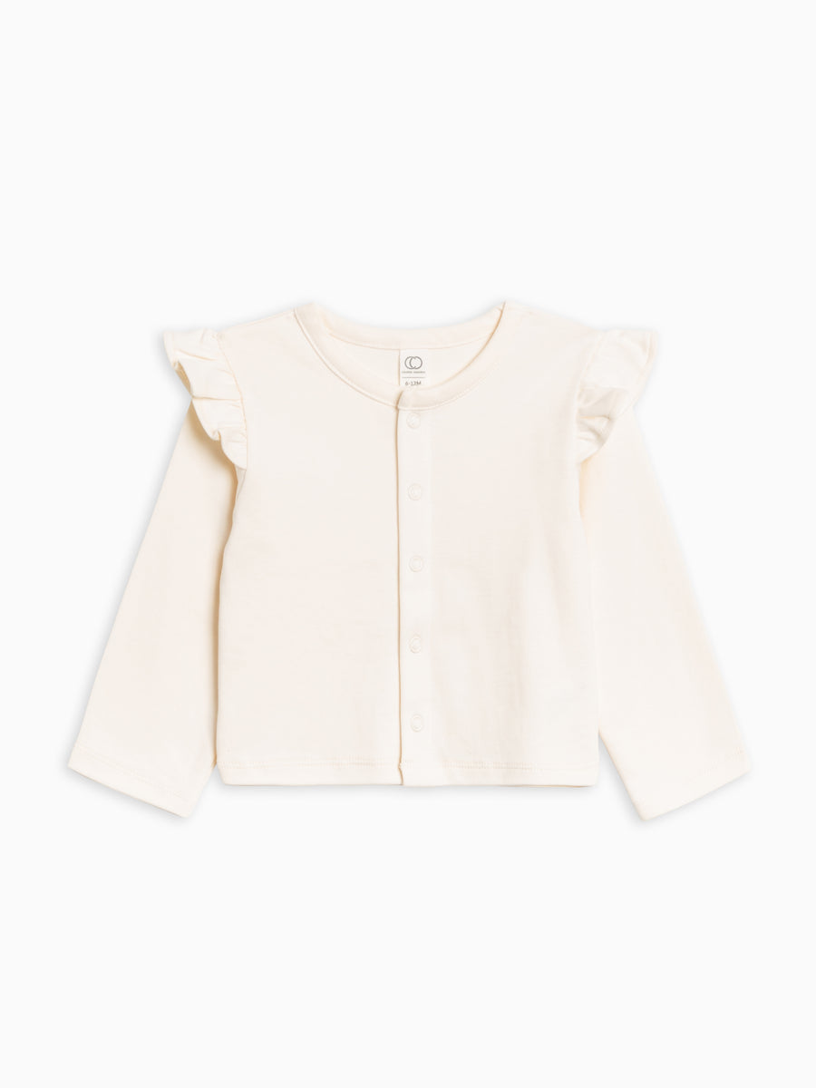 Hazel Cardigan - Ivory Baby: Tops : Cardigans : Long Sleeves Kendi Hazel Cardigan - Ivory for Baby | Colored Organics®