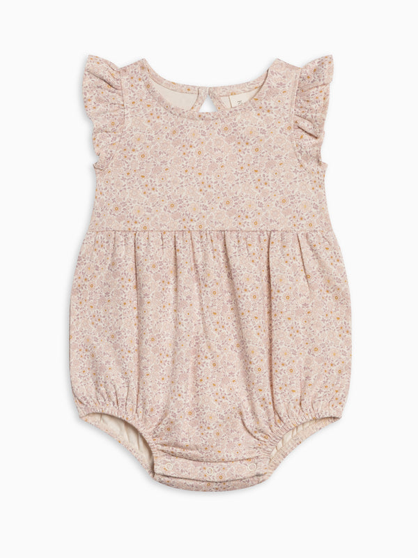 Sommer Romper - Primrose / Fog + Shell Baby : One Pieces : Rompers : Short Sleeves Kendi Sommer Romper - Primrose / Fog + Shell | Colored Organics®