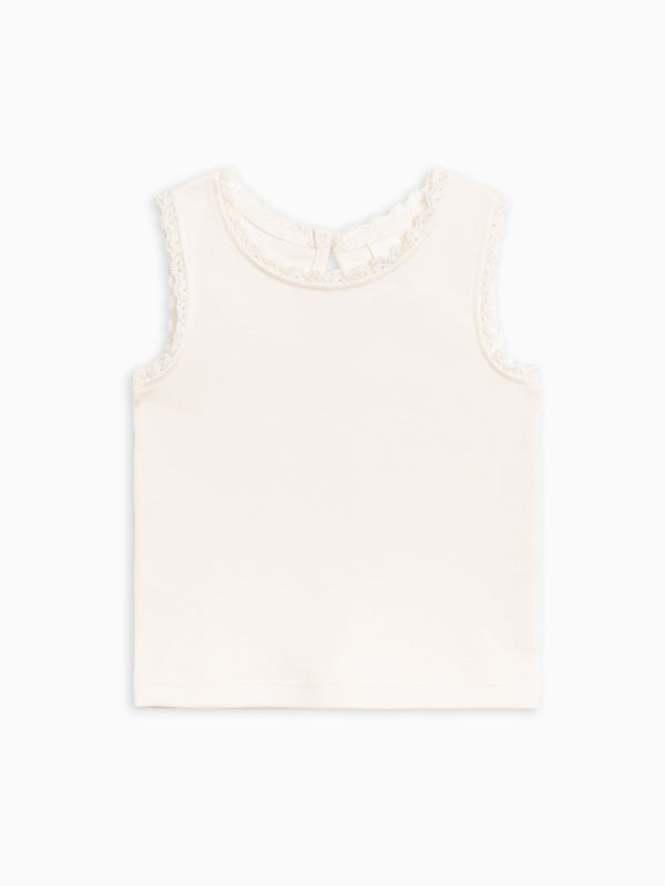 Selene Lace Tank - Ivory Baby-Kids : Tops : Tees : Short Sleeves Kendi Selene Lace Tank - Ivory for Baby | Colored Organics®