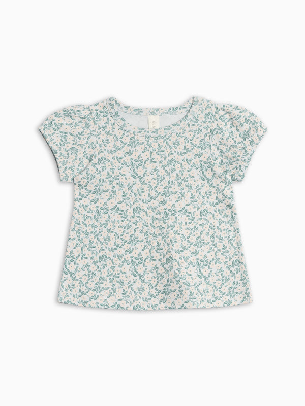 Ellen Puff Sleeve Top - Arbor Floral / Powder + Shell Baby-Kids : Tops : Tees : Short Sleeves KENDI by Colored Organics Ellen Puff Sleeve Top - Arbor Floral / | Colored Organics®
