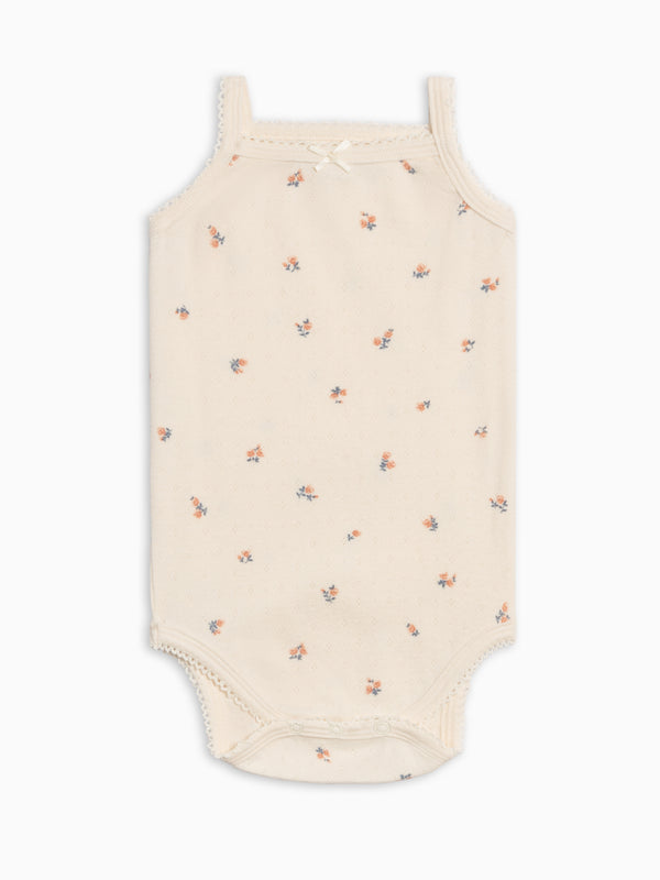 Eva Pointelle Tank Bodysuit - Maris Floral / Ivory + Sea Baby : One Pieces : Bodysuits : Tanks KENDI by Colored Organics Eva Pointelle Tank Bodysuit - Maris | Colored Organics®