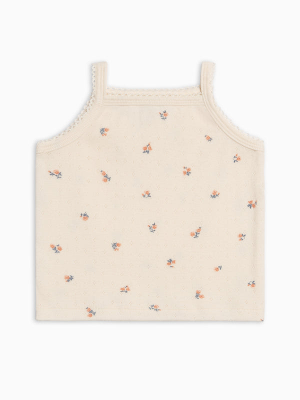 Iris Pointelle Tank - Maris Floral / Ivory + Sea Baby-Kids : Tops : Tanks KENDI by Colored Organics Iris Pointelle Tank - Maris Floral / | Colored Organics®