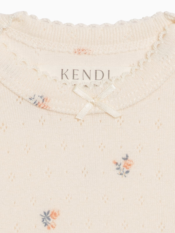 Josie Pointelle Bodysuit - Maris Floral / Ivory + Sea Baby : One Pieces : Bodysuits : Short Sleeves KENDI by Colored Organics Josie Pointelle Bodysuit - Maris Floral | Colored Organics®
