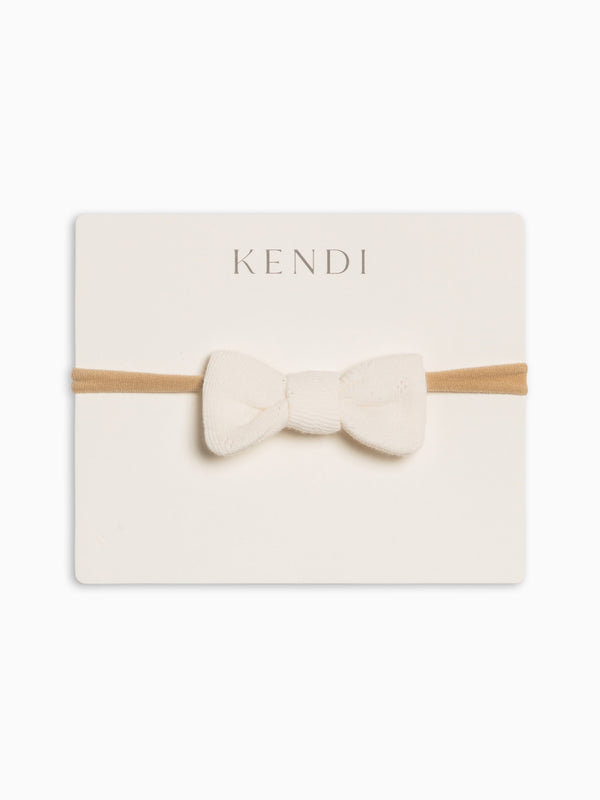 Pointelle Dainty Bow - Ivory Baby : Accessories : Bows : Headbands KENDI by Colored Organics Pointelle Dainty Bow - Ivory for Baby | Colored Organics®
