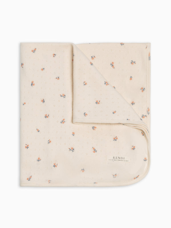 Pointelle Swaddle Blanket - Maris Floral / Ivory + Sea Baby : Accessories : Swaddle Blankets : Nursery : Bedding : Blankets KENDI by Colored Organics Pointelle Swaddle Blanket - Maris | Colored Organics®