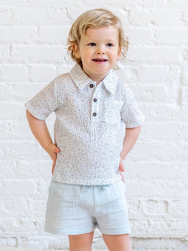 Alden Muslin Shorts - Powder Baby-Kids : Bottoms : Shorts KENDI by Colored Organics Alden Muslin Shorts - Powder for Baby | Colored Organics®