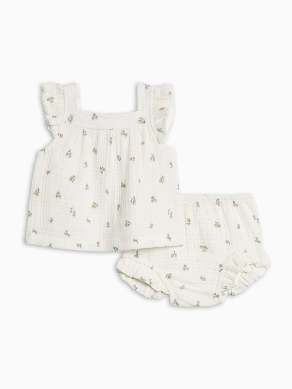 Colette Muslin Tank and Bloomer Set - Golf KENDI by Colored Organics Colette Muslin Tank and Bloomer Set | Colored Organics®