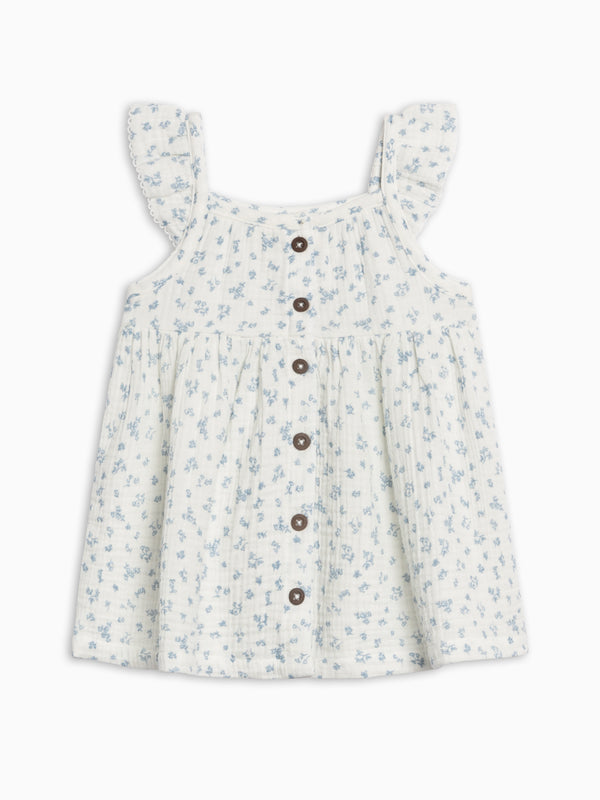 Maisy Muslin Ruffle Strap Dress - Rosebay Floral / Coconut + Sea Baby-Kids : Dresses : Tanks KENDI by Colored Organics Maisy Muslin Ruffle Strap Dress | Colored Organics®