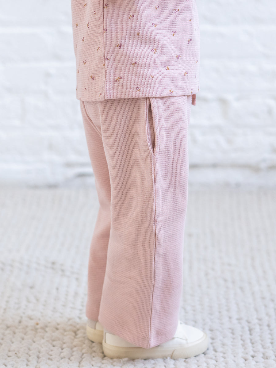 Clove Waffle Knit Straight Leg Pants - Petal Pink Baby-Kids : Bottoms : Joggers KENDI by Colored Organics Clove Waffle Knit Straight Leg Pants | Colored Organics®