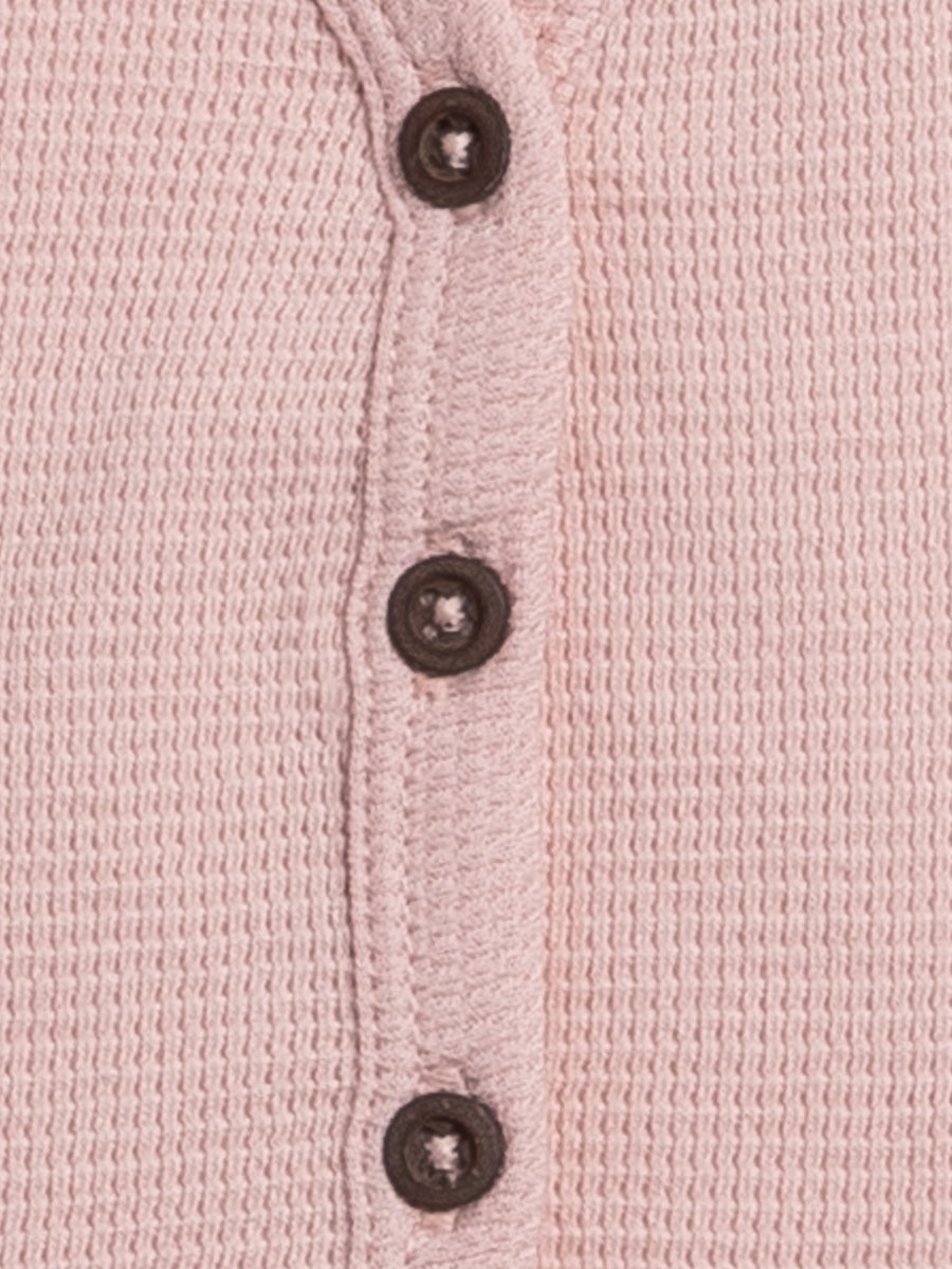 Wells Waffle Knit Button Cardigan - Petal Pink Baby-Kids : Tops : Cardigans : Long Sleeves KENDI by Colored Organics Wells Waffle Knit Button Cardigan | Colored Organics®