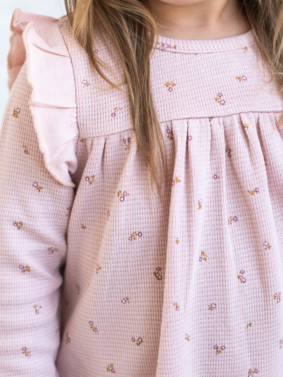 Babette Long Sleeve Waffle Dress - Tilda Floral Baby-Kids : Dresses : Long Sleeves KENDI by Colored Organics Babette Long Sleeve Waffle Dress | Colored Organics®