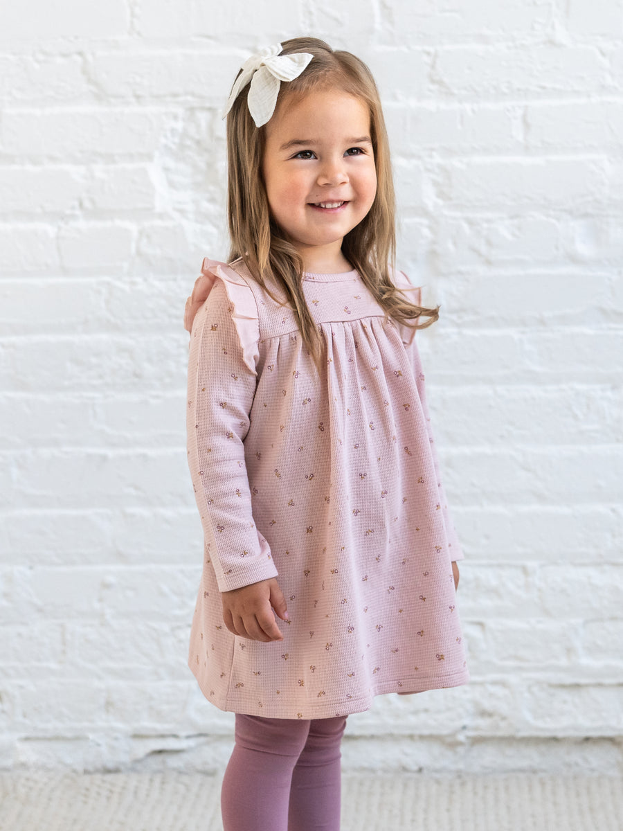 Babette Long Sleeve Waffle Dress - Tilda Floral Baby-Kids : Dresses : Long Sleeves KENDI by Colored Organics Babette Long Sleeve Waffle Dress | Colored Organics®